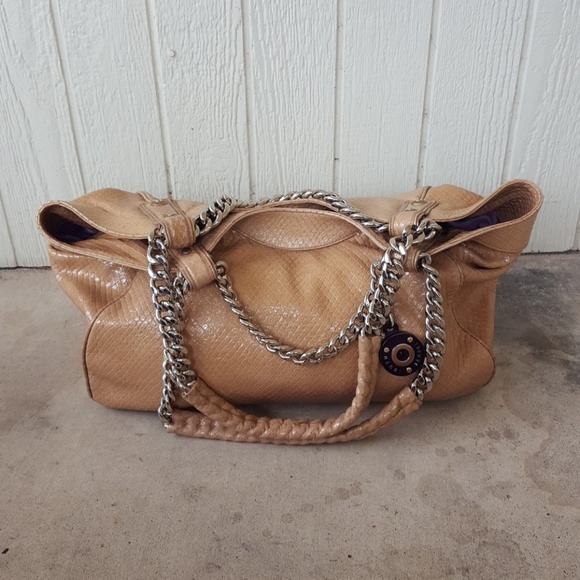 henri bendel Handbags - Henri Bendel tan leather snakeskin satchel purse